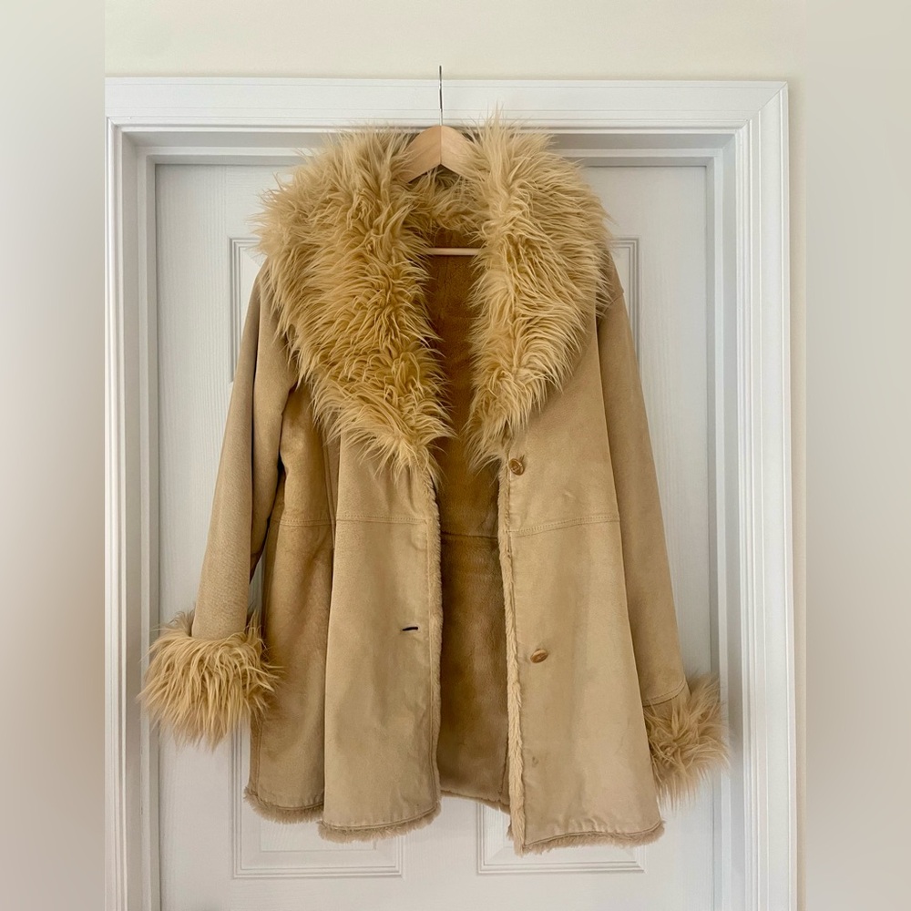 Bohemian Caramel Blonde Women’s Wilsons Leather Suede Faux Fur Coat - Picture 8 of 8
